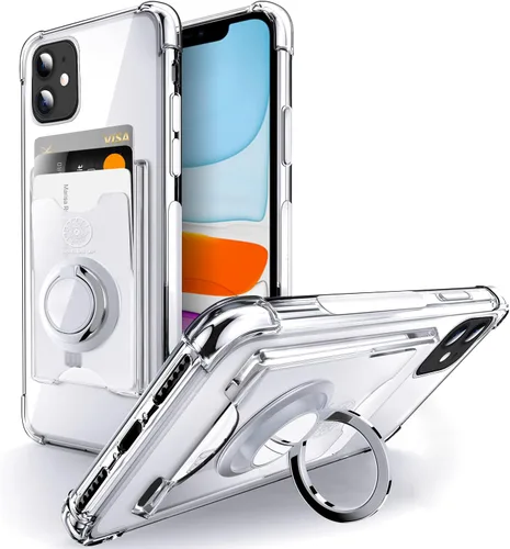 Miniatura 10 de Shields Up Funda diseñada para iPhone 8 Plus/iPhone 7 Plus, funda minimalista con tarjetero [3 tarjetas] y soporte de anillo, funda protectora