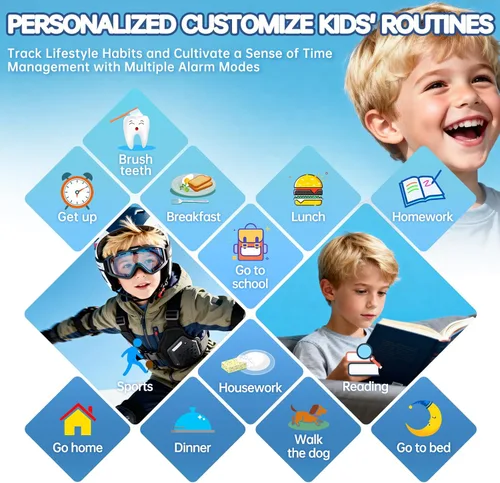 Miniatura 7 de Reloj inteligente para niños con 26 juegos de rompecabezas, reloj para niños con pantalla táctil HD, cámara, reproductor de música, reloj Azul