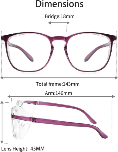 Miniatura 5 de SQIMZAR - Lentes de seguridad para mujeres, para enfermeras, lentes protectores, lentes de seguridad antivaho Púrpura-1