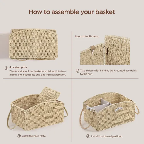 Miniatura 6 de HBlife Organizador de Caddy de Pañales, Cesta de Almacenamiento Grande Tejida a Mano para Pañales y Artículos Esenciales del Bebé - Diseño Curvo