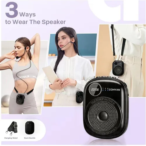 Miniatura 5 de Voice Amplifier for Teachers, Portable Bluetooth Wired Microphone & Speaker, Rechargeable Bullhorn Megaphone for Classroom, Meetings, Yoga