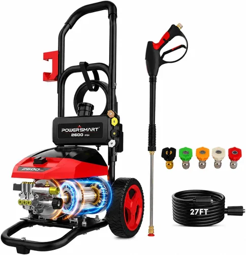 Miniatura 13 de PowerSmart DB1002 - Lavadora a presión eléctrica de 2600 PSI con motor sin escobillas de inducción, limpiador de alta presión de 3.0 GPM, 5