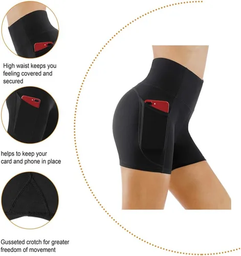 Miniatura 5 de THE GYM PEOPLE - Pantalones cortos de yoga para mujer, con cintura alta, control de abdomen y bolsillos profundos, para gimnasia, entrenamiento
