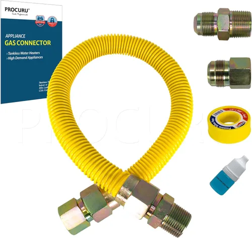 PROCURU Conector de gas flexible universal FIP de 1 pulgada de diámetro exterior x 12 pulgadas (1 pie) x 3/4 pulgadas MIP x 3/4 pulgadas FIP,