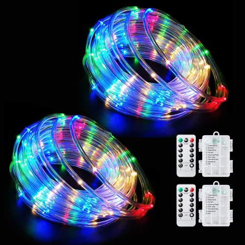 Miniatura 10 de Tira de luces LED que funciona con pilas, cadena de luces de hadas de 40 pies, 120 LEDs, 8 modos, para exteriores, impermeable