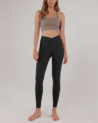 Miniatura 4 de ODODOS - Leggings de cintura cruzada para mujer, diseño con bolsillo interno, para yoga, deportes, gimnasia o entrenamiento, pantalones deportivos
