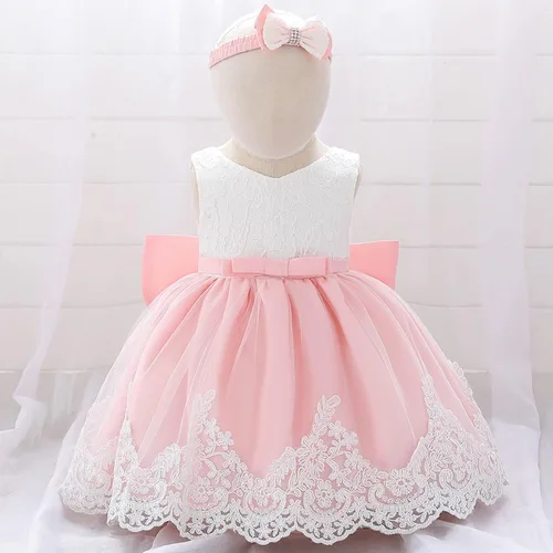 Miniatura 2 de Vestido de novia de princesa de tul para niña de 0 a 24 meses, con lazo, bordado de encaje