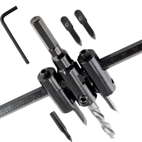 Miniatura 2 de Sierra de agujero ajustable de 1-3/16" a 7-7/8" (30 a 7.874 in), broca de corte circular resistente para madera y paneles de yeso, herramientas