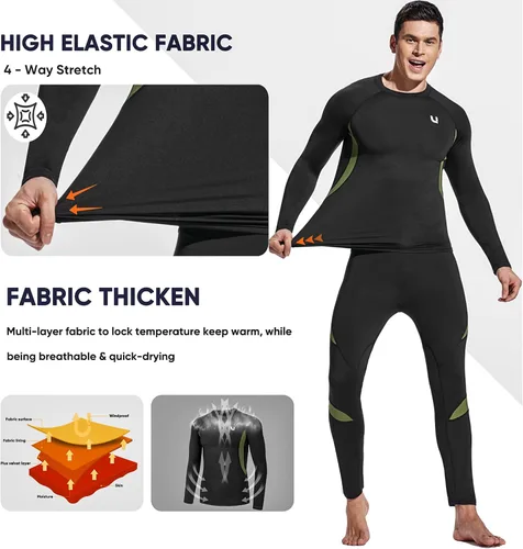 Miniatura 3 de UNIQUEBELLA - Ropa interior térmica para hombre con calzoncillos largos y forro polar de secado rápido y capa de base térmica