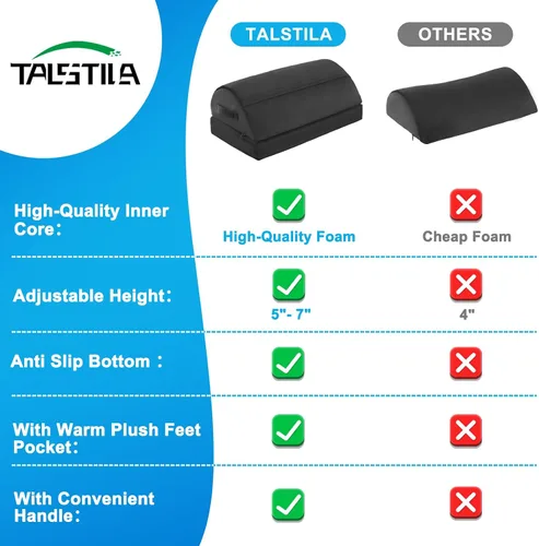 Miniatura 4 de TALSTILA - Reposapiés para debajo del escritorio en el trabajo, reposapiés con bolsillos cálidos de felpa, reposapiés ergonómico ajustable de espuma