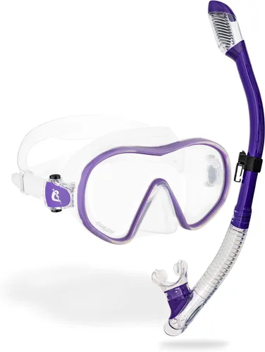 Miniatura 10 de Cressi Máscara de buceo sin marco de lente única y snorkel seco para esnórquel, buceo, F-Dual y Tao Dry: diseñado en Italia