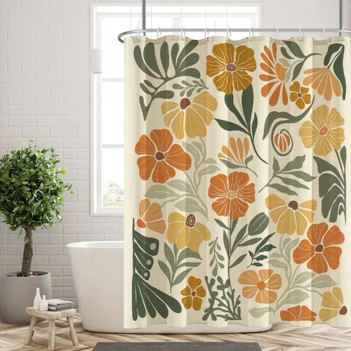 Miniatura 41 de Black Floral Shower Curtain Stall Small Half Single Mini Boho Flower Farmhouse Vintage Gothic Abstarct Retro Funky Botanical Moody Fabric Cloth