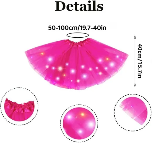 Miniatura 19 de Faldas de tutú LED para mujer, falda de tul con capas para baile de ballet, faldas iluminadas para disfraz de fiesta