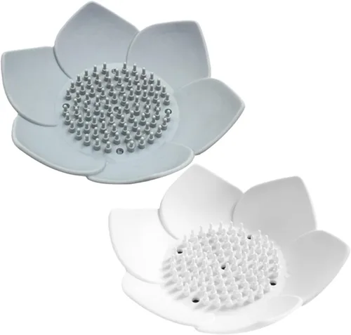 2 unids flor en forma de caja de jabón plato de jabón plato de ducha para fregadero de cocina barra jabón caso silicona jabón titular de baño baño