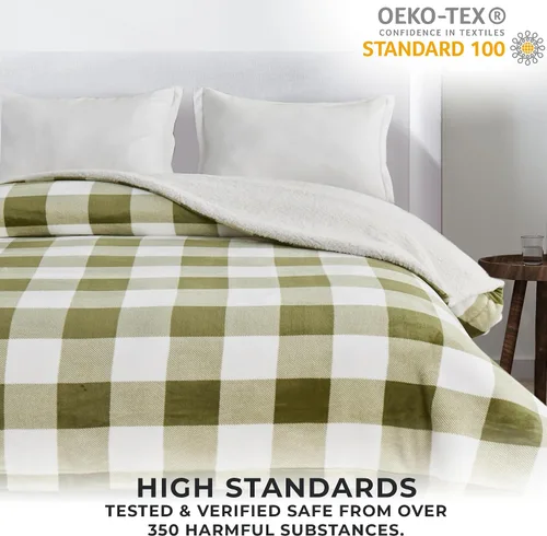 Miniatura 5 de Great Bay Home Manta de felpa de terciopelo y forro polar sherpa, manta gruesa para silla, sofá o cama. Manta cálida, reversible y suave. Colección