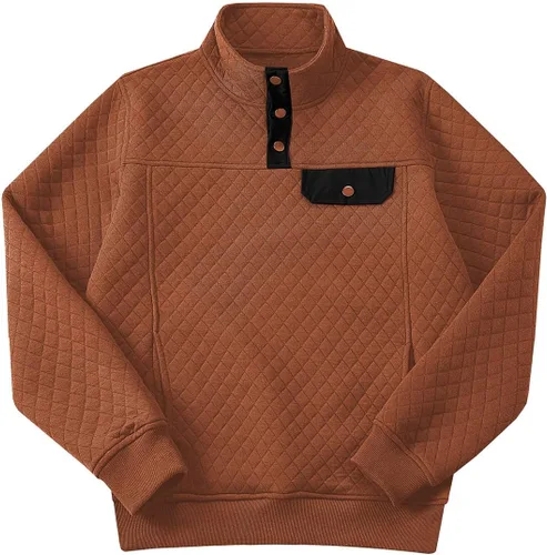 Miniatura 9 de JMIERR Sudadera acolchada para hombre, casual, de manga larga, cuello alto, con botones