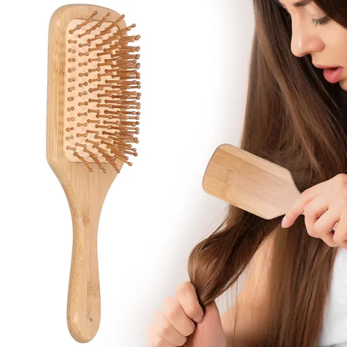 Miniatura 3 de Cepillo de pelo de bambú, protector para el cabello, desenredante, alisado, para todo tipo de cabello, unisex, familia
