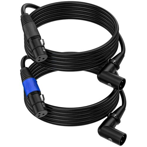 Miniatura 13 de LanSenSu Cable de enchufe XLR en ángulo recto XLR a recto, cable equilibrado de 90 grados hembra a macho recto de 3 pines a 3 pines