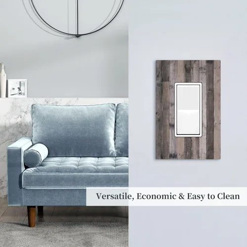 Miniatura 1320 de Placa Decorativa de Pared de Granja Rústica con Cuerno de Madera para Puerta de Granero 1 Banda Duplex Cubiertas de Toma Eléctrica Soltera
