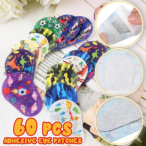 Miniatura 6 de 60 parches adhesivos para los ojos para niños y niños, 12 estilos, parches para los ojos lindos para niños pequeños