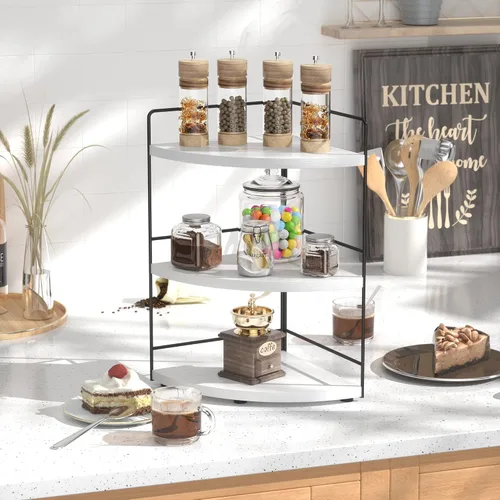 Miniatura 4 de ZGO Organizador de Baño de 3 Niveles - Organizador de Encimera y Esquina, Almacenamiento de Maquillaje y Cuidado de la Piel, Estante de Encimera