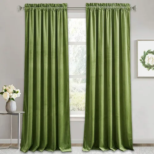 Miniatura 16 de RYB HOME Cortinas de terciopelo verde oliva de 72 pulgadas de largo, cortinas opacas con aislamiento térmico, tratamiento de ventana, decoración