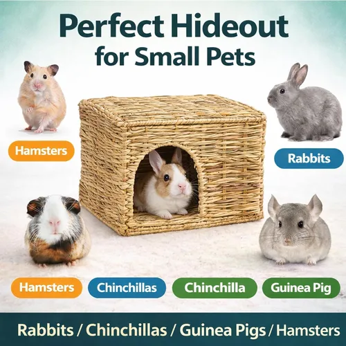 Miniatura 7 de HERCOCCI Casa de césped extra grande para conejos, plegable y cómoda, para animales pequeños, para jugar en cabaña, cama escondida, tapete de heno
