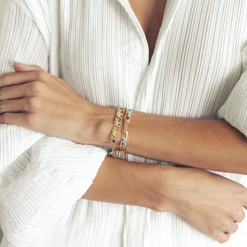 Miniatura 3 de Barzel - Pulseras de elefante chapado en oro de 18 quilates para mujer