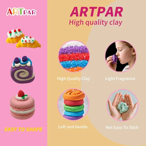 Miniatura 5 de ARTPAR Plastilina de Secado al Aire para Niños, Kit de Arcilla para Modelar, Set de Escultura Model Magic, Ultra Ligera y Suave, Segura No Pegajosa