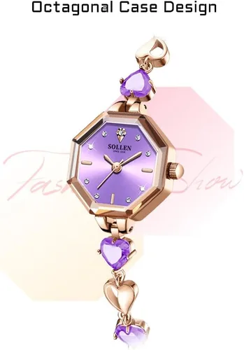 Miniatura 3 de SOLLEN Reloj de cuarzo para mujer, relojes analógicos de cuarzo de moda impermeables para mujer