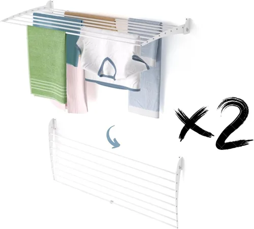 Miniatura 25 de foxydry Tendedero plegable para colgar en la pared, vertical plegable para interiores y exteriores, en acero aluminio (31.5 in)