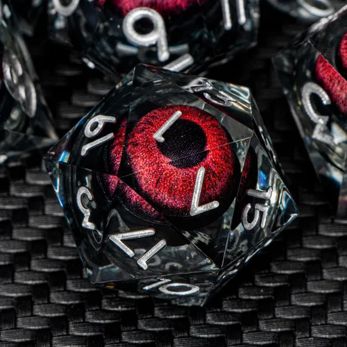 Miniatura 19 de ARUOHHA Juego de dados DND de núcleo líquido, 7 piezas de dados de resina azul afilados compatibles con juegos de rol D&D, juego de dados