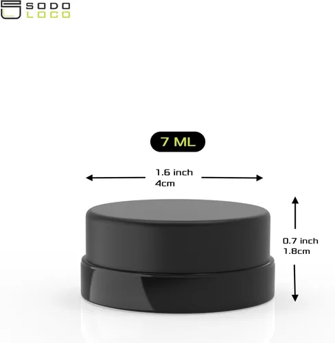 Miniatura 3 de Paquete de (90) tarros de vidrio negro de perfil bajo y grueso de 7 ml con tapas negras - Envases herméticos para aceite, bálsamo labial, cera