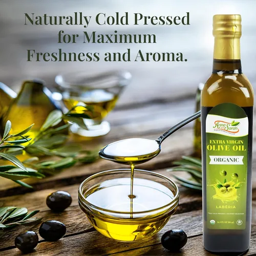 Miniatura 3 de Aceite de oliva virgen extra orgánico USDA – tarro de vidrio de 16.9 fl oz – prensado en frío, certificado Kosher, primera prensa en frío, calidad