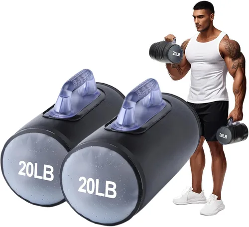 Miniatura 14 de Mancuernas de agua, mancuernas de entrenamiento rellenas de agua, juego de pesas de viaje, pesas ajustables a 40 libras, 30 libras, 20 libras, 10
