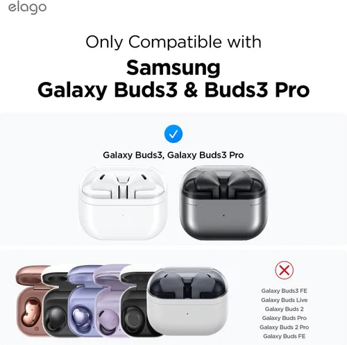 Miniatura 2 de elago Ganchos para las orejas diseñados para accesorios de auriculares Samsung Galaxy Buds 3 y Galaxy Buds 3 Pro, antideslizantes, diseño