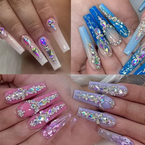 Miniatura 5 de Diamantes de imitación para uñas, 300 piezas de cristales AB, gemas de múltiples formas, diamantes de imitación de parte trasera plana, para arte
