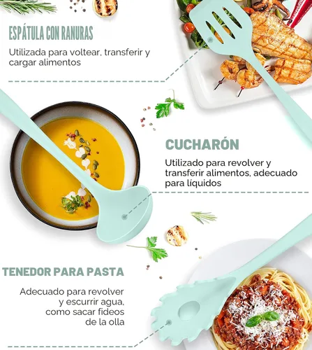 Miniatura 4 de Juego de utensilios de cocina, 12 piezas de utensilios de cocina de silicona (apto para lavavajillas), juego de espátulas resistentes al calor a 392