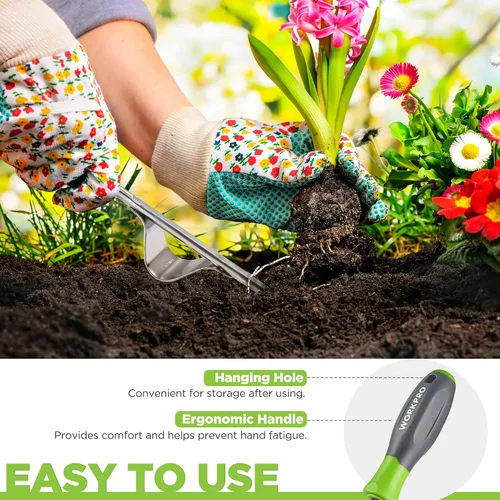 Miniatura 5 de WORKPRO Herramienta extractora de malezas, base de palanca de metal y horquillas en forma de V para una fácil eliminación de malezas y excavación