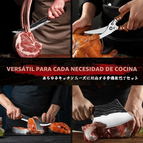 Miniatura 4 de Juego de Cuchillos de Carnicero Huusk, Juego de Cuchillos de Chef de Carnicero Forjados a Mano con Bolsa, Cuchillo de Carne Agudo y Cuchillos