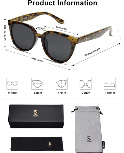 Miniatura 5 de SOJOS Gafas de sol redondas polarizadas para mujer, estilo moderno, protección UV, lentes de sol SJ2175, Varios