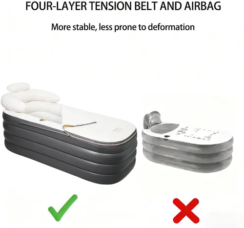 Miniatura 8 de Crossing King bañera inflable, bañera portátil para adultos con bomba de aire eléctrica, tina de spa plegable sin soporte con reposacabezas