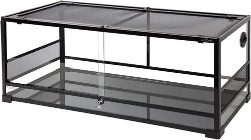 Miniatura 2 de REPTI ZOO Puerta corredera de cristal con ventilación para reptiles de 67 galones, gran terrario, con apertura frontal, para reptiles, terrario