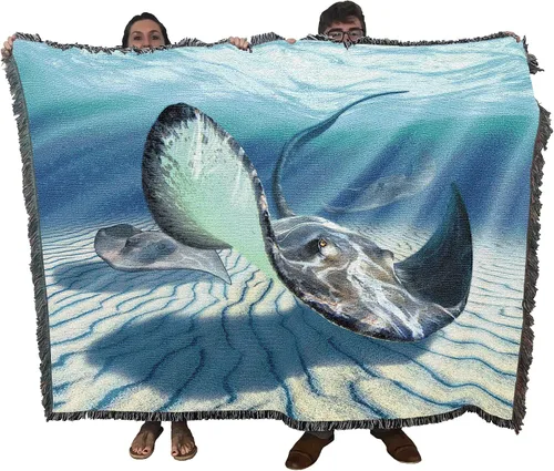 Miniatura 17 de Pure Country Weavers JL Moby Dick Cobija por Jerry LoFaro - Tapiz clásico de regalo de ballena oceánica tejida de algodón, fabricada en los Estados