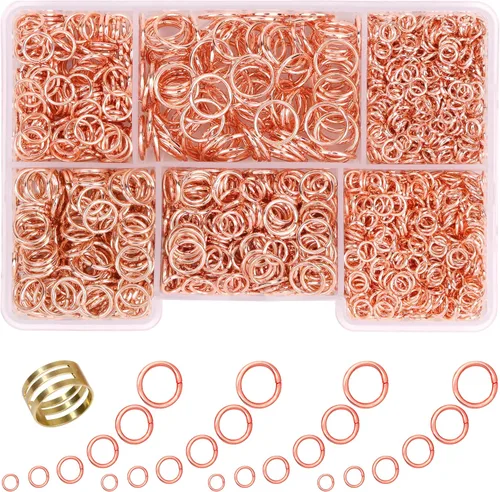 Miniatura 9 de 1400 anillos de salto de tamaño mixto para fabricación de joyas, llaveros, reparación de collares y manualidades de bricolaje, 0.157 in, 0.236 in