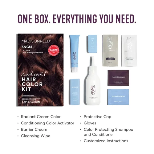 Miniatura 2 de Madison Reed - Kit de color de cabello radiante, tinte permanente para el cabello, 100 % cobertura de canas, sin amoníaco, castaño Catania 5NGM