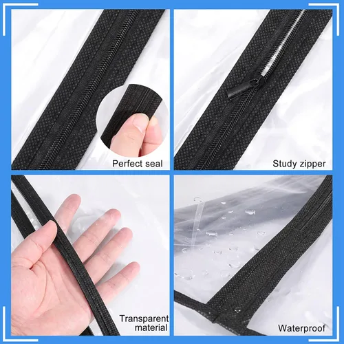 Miniatura 3 de Paquete de 6 fundas de ropa transpirables transparentes con cremallera, 23.6 x 39.9 pulgadas, impermeables, fundas para bolsas de vestir, bolsa