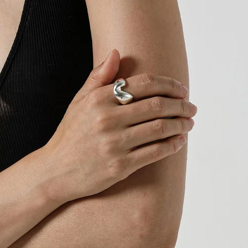 Miniatura 193 de Anillo de plata de ley 925, minimalista, ajustable, hecho a mano, para mujeres y niñas