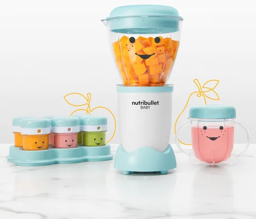 Miniatura 3 de NutriBullet NBY-50100 Sistema completo de fabricación de alimentos para bebés, 32 onzas, blanco, azul, transparente
