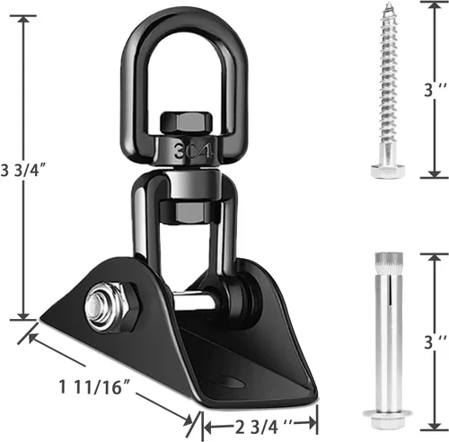 Miniatura 5 de Perchas de columpio resistentes para juegos de madera, capacidad de 2000 libras, colgador de hamaca giratorio de acero inoxidable 360, accesorios